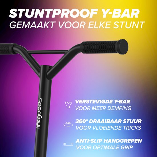 LifeGoods Stuntstep Fly Pro - 6+ Jahre - Schritt für Kinder - Jungen/Mädchen - 100mm - 100KG - Regenbogen