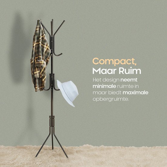 O'DADDY® Garderobenständer Upright - Aufbewahrungsständer - 12 Haken - Freistehender Garderobenständer - Upright Coat Rack - Garderobenständer - Metall - Schwarz