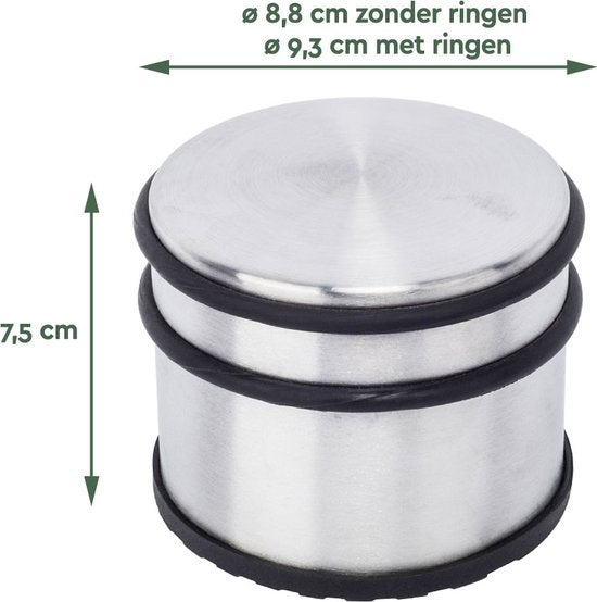 BRASQ Türstopper mit Anti-Rutsch-Edelstahl 1,1 Kg - Für den Innen- und Außenbereich - Türpuffer mit Gummischutz Ø9 x 7,5 cm