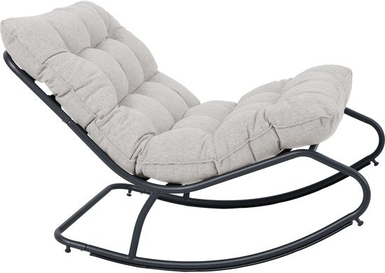 AXI Ruby Schaukelstuhl Schwarz/Beige – Schaukelstuhl für den Außenbereich – mit dicken Kissen – Metallgestell – Lounge-Gartenstuhl mit Schaukelfunktion