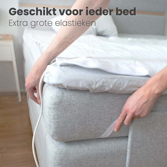 Auronic Electric Blanket - 2 Personen - verstellbare Fußzone - 160x150cm - mit Eckgummis - Weiß