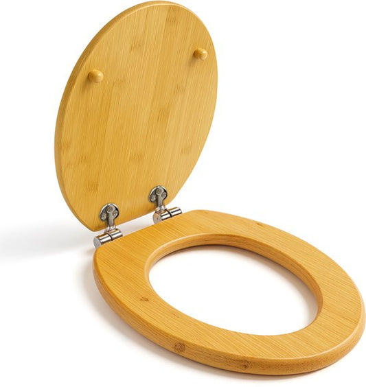 Goliving Toilettensitz - Toilettensitz mit Deckel - Softclose - Universal - Inklusive Montageset - Holz - Bambus