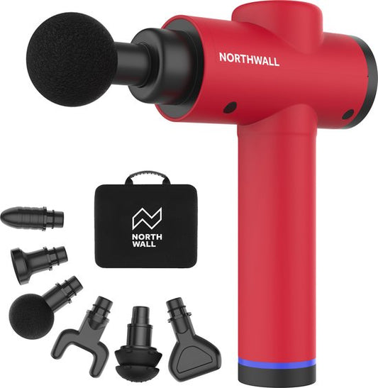 Northwall Professionelle Massagepistole mit 6 Aufsätzen Rot/Rosa