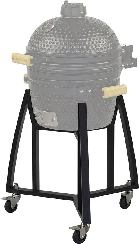 KitchenBrothers Kamado BBQ Sockel - Für 41⌀ cm - Geeignet für 16-Zoll KitchenBrothers Kamado - 102 cm Höhe - Mit Rädern und Bremse - Schwarz