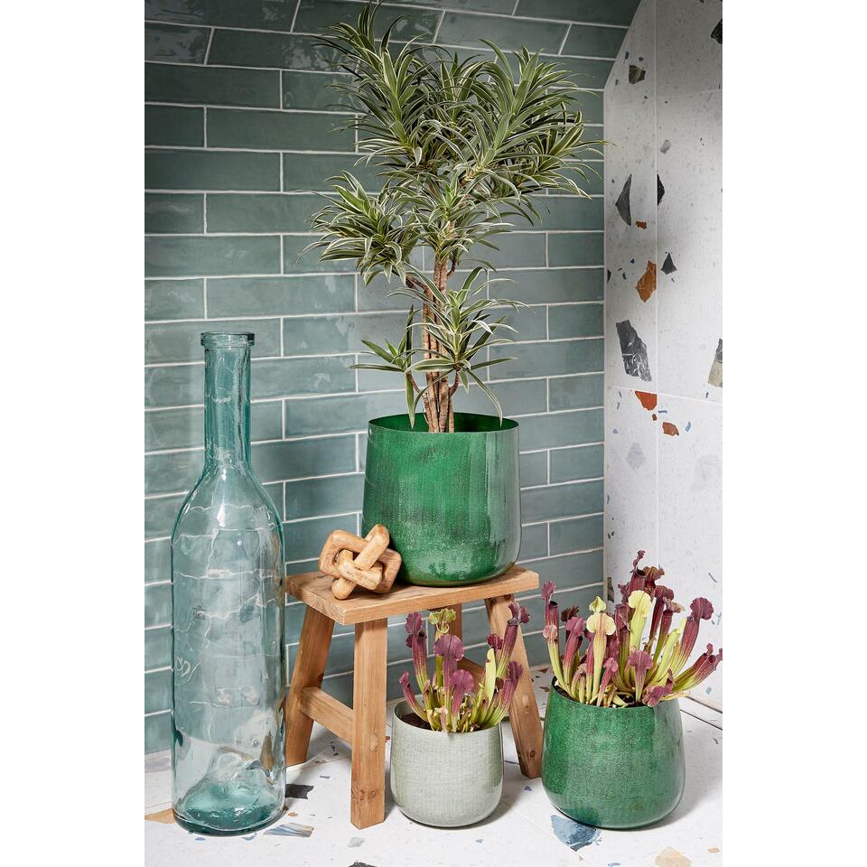 Mica Decorations Benson Blumentopf - H32 x Ø37 cm - Metall - Hellgrau