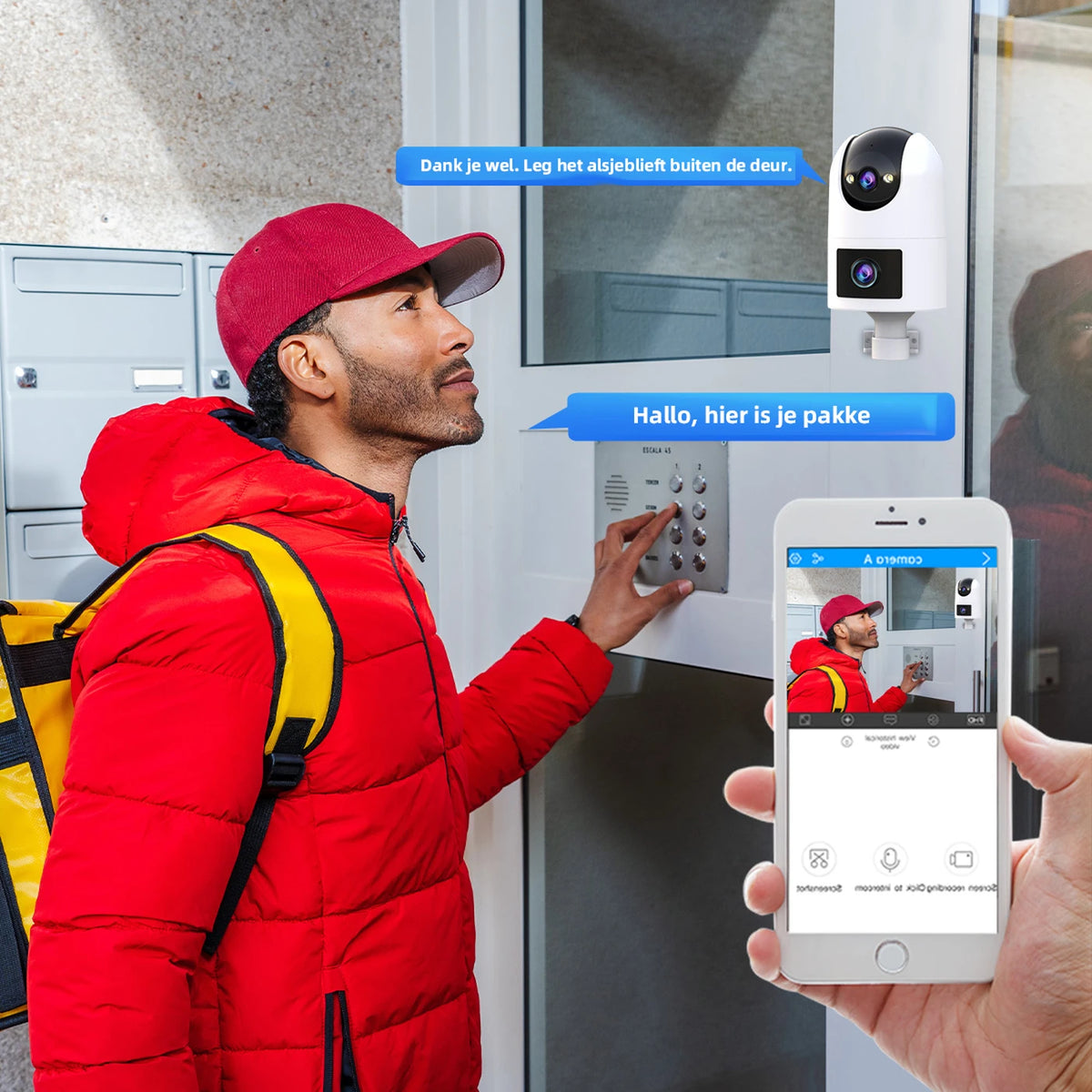 Jooan Dual-Lens-Überwachungskamera 2K – WLAN mit App – Schwarz