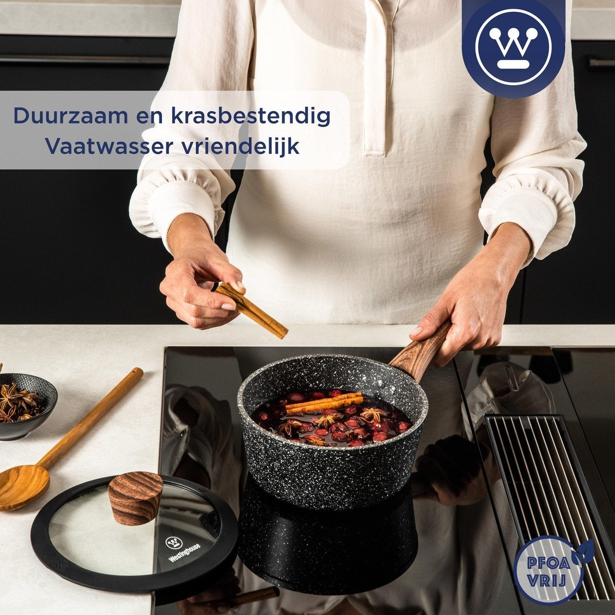 Westinghouse Kochtopf Induktion - Ã˜20 cm - Schwarzes Marmorholz - Sonderedition
