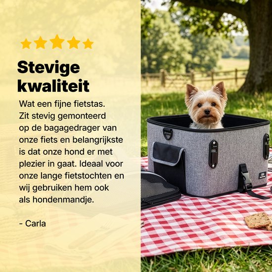 Jake und Jacky Hundekorb für das Fahrrad – Fahrradkorb für den Hund hinten – Hundekorb für das Fahrrad – Autositz für den Hund – Für kleine Hunde bis max. 12 kg – 35 x 30 x 31 cm