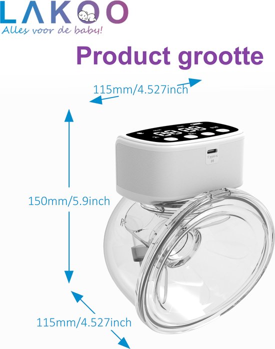 LAKOO Pro 1 Milchpumpe - Kabellos elektrisch - Handfrei - Milchpumpen
