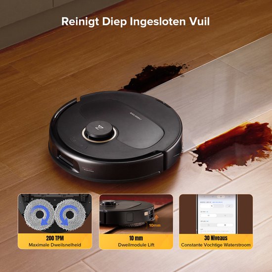 Roborock Qrevo S5V – Roboterstaubsauger mit Ladestation – 12.000 Pa Saugkraft – FlexiArm – Wischen – Reaktive Hindernisvermeidung – Doppelte Anti-Verfilzungsfunktion – Warmlufttrocknung – Hindernisvermeidung und intelligente Navigation – Schwarz