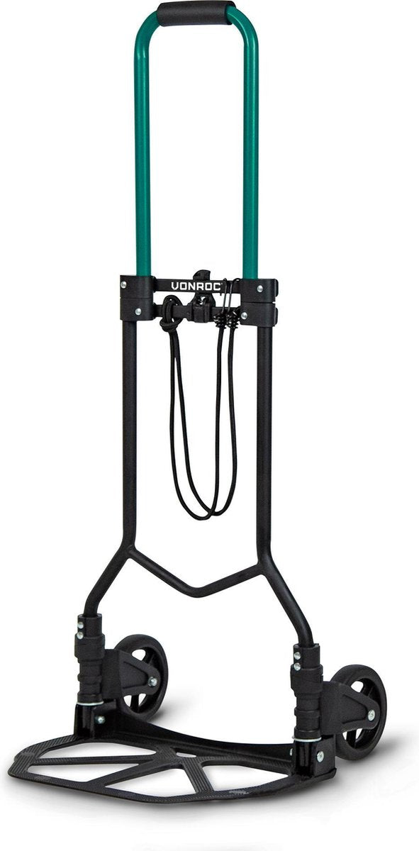 VONROC Trolley - Zusammenklappbar - Trageplattform mit Anti-Rutsch-Beschichtung - Max. Belastbarkeit 80kg. - Inkl. Gepäckspinne