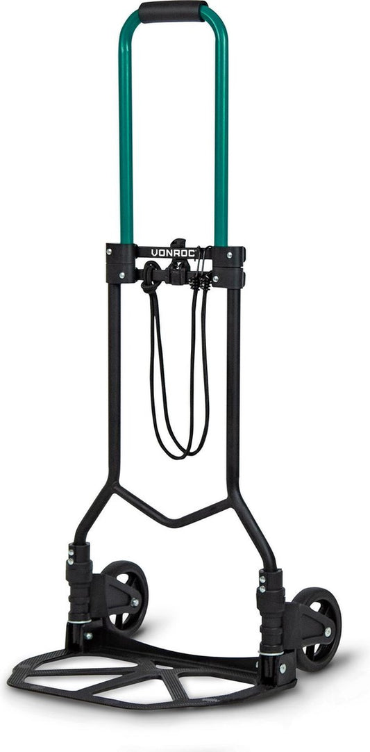 VONROC Trolley - Zusammenklappbar - Trageplattform mit Anti-Rutsch-Beschichtung - Max. Belastbarkeit 80kg. - Inkl. Gepäckspinne