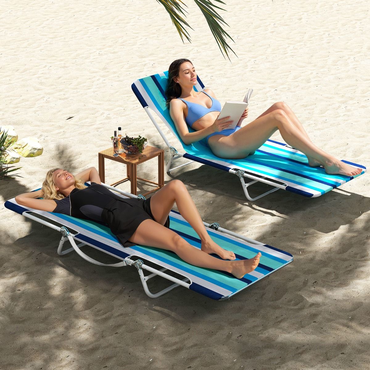 Coast Klappliegestuhl, 2-teilig – in 5 Positionen verstellbar – marineblau – 186 x 55 x 30 cm