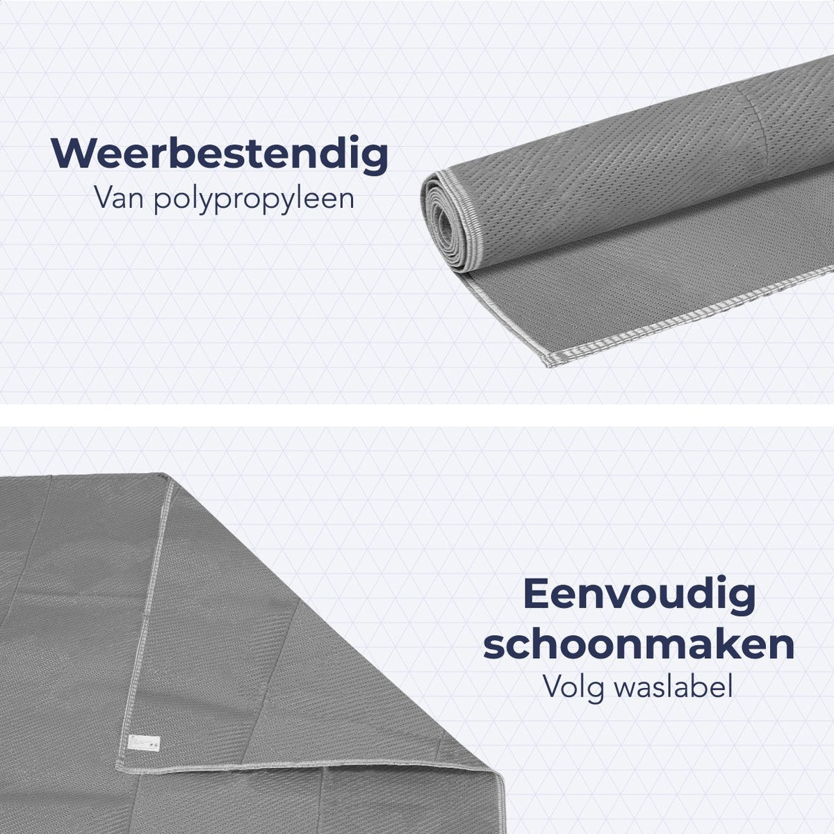 LifeGoods Outdoor-Teppich - 152x230CM - Gartenteppich - Inkl. Tragetasche - Grau