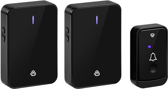 Vlectro - Drahtlose Türklingel mit 1 oder 2 Empfängern - Schwarz - Türklingel mit 2 Empfängern