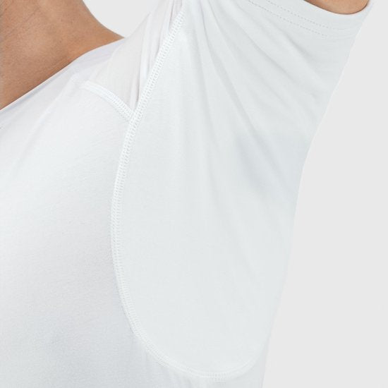 Anti Sweat Shirt - Fibershirts® - eingenähte Achselpads - Unterhemd - Weiß - Rundhalsausschnitt - Herren - Größe XXL