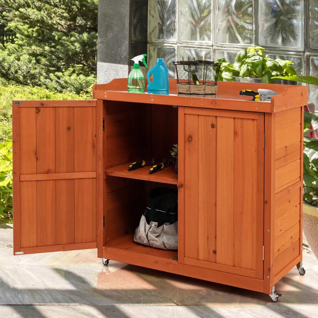 Coast Aufbewahrungsschrank – Holz – Verfahrbar – Regalböden – Rollen – Garten – Braun