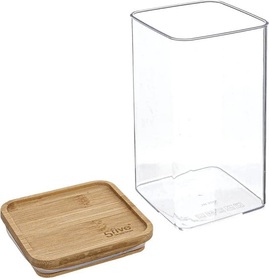 5Five – Vorratsbehälter für die Küche – Berlino – Kunststoff/Bambus – 1500 ml – Lebensmittel – 10 x 20 cm