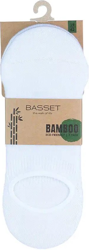 Basset – Unisex Invisible Bamboo Footies – 2er-Pack – Größe 35/38 – Weiß