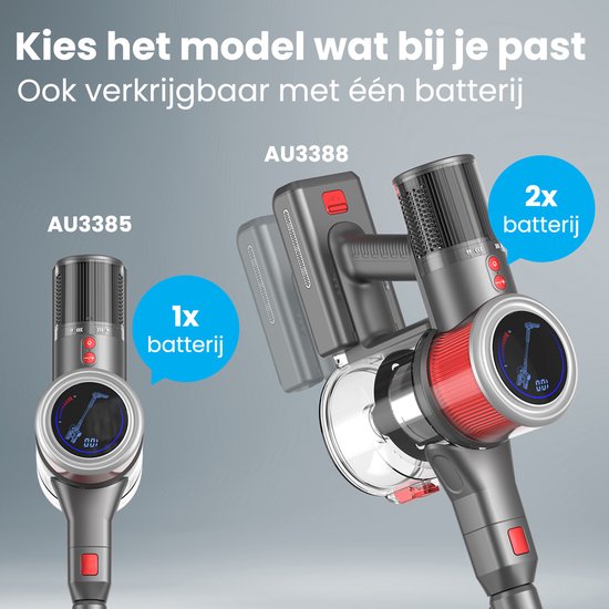 Auronic Stick Staubsauger - Kabellos - Standstaubsauger - Ohne Beutel - 350W - Extra Akku - Staubsauger - Grau/Rot