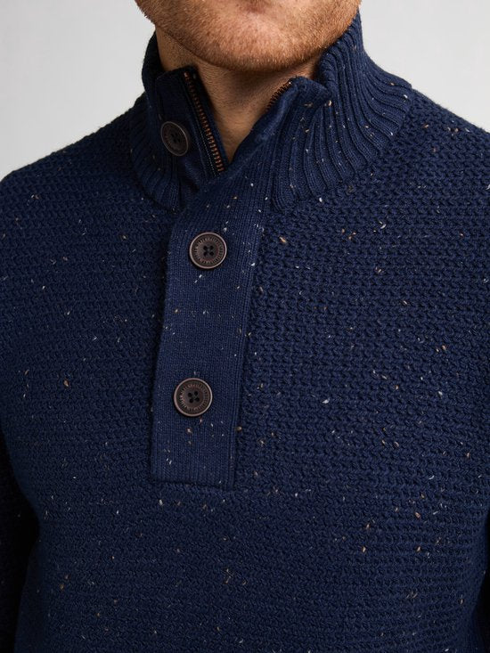 Petrol Industries – Herren-Pullover „Buffalo“ mit Melange-Muster – Blau – Größe S