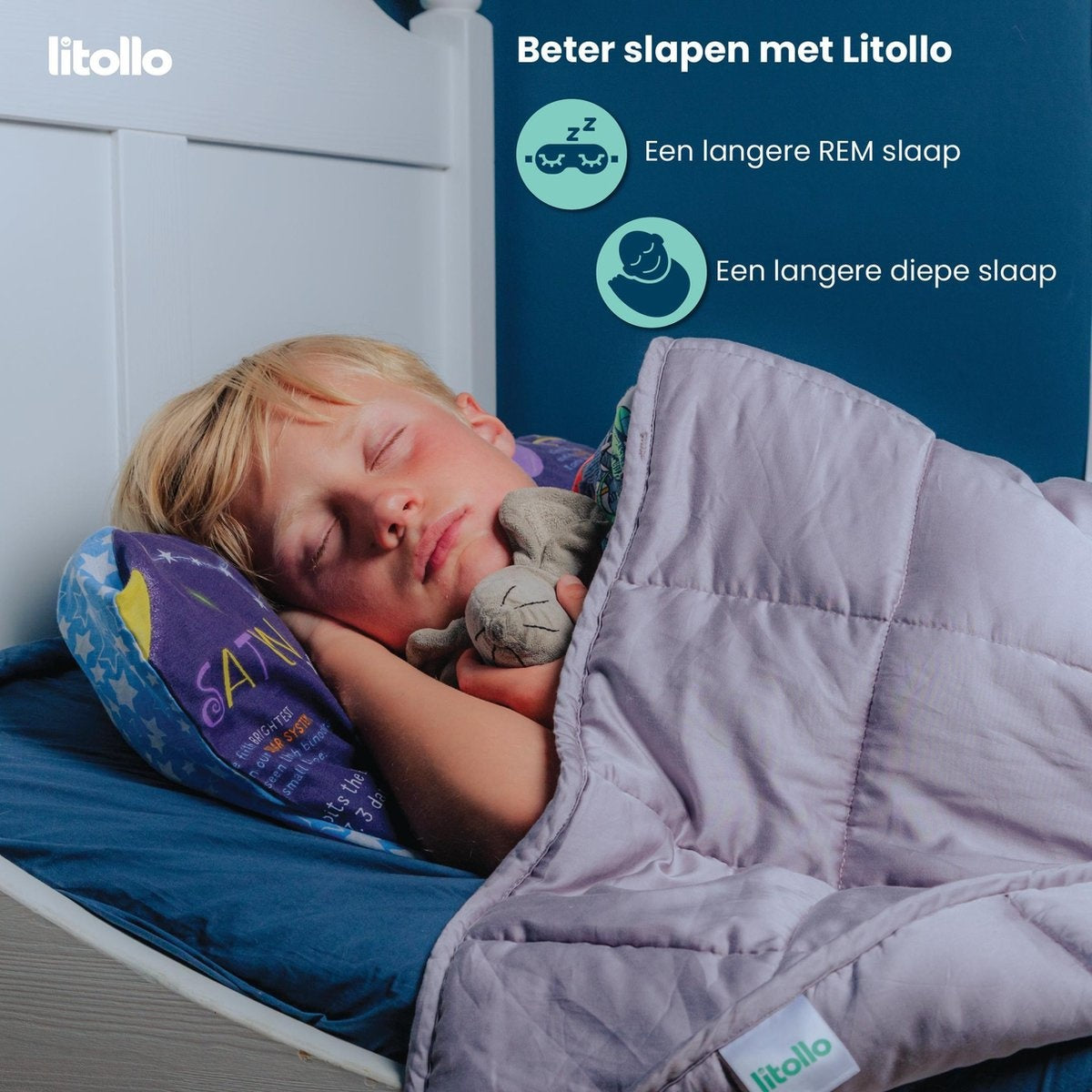 Litollo Gewichtsdecke Kind 3 kg - Gewichtsdecke - Langlebiges Bambusmaterial - Anthrazit - 100x150cm
