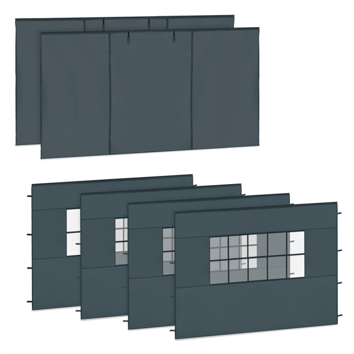VONROC Seitenwand-Set 6 x 4,5 m PT815AA – Grau – 6 Stück
