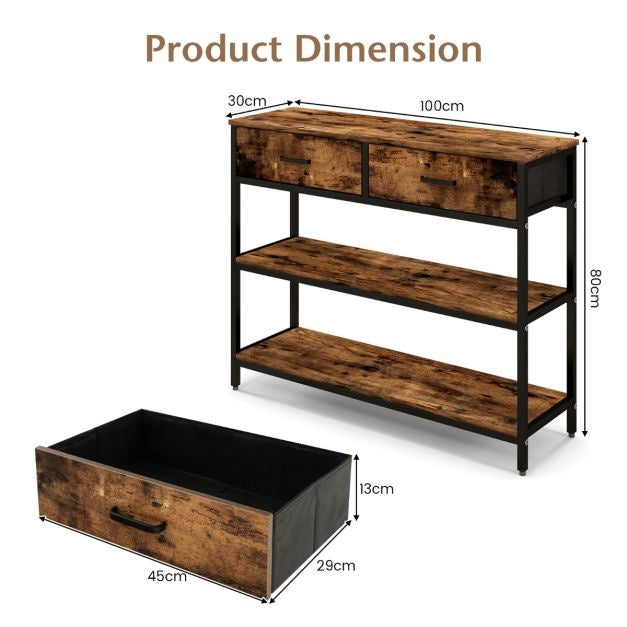 Coast Konsolentisch mit 2 Schubladen aus Stoff - 100 cm - Metallgestell - Kippschutz