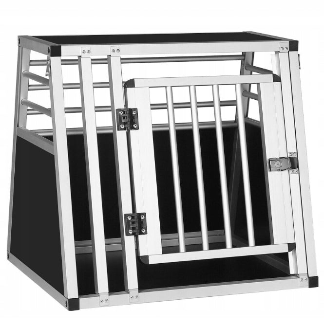Woltu Aluminium-Hundebox für das Auto mit Schlüssel – Schwarz – 50 x 60 x 60 cm