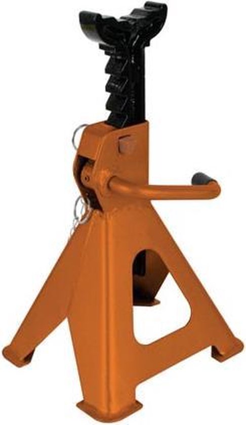 Perel Satz verstellbare Achsstützen, 2 Stück, max. Hubhöhe 430 mm, belastbar bis 2 Tonnen (pro Stück), Stahl, orange