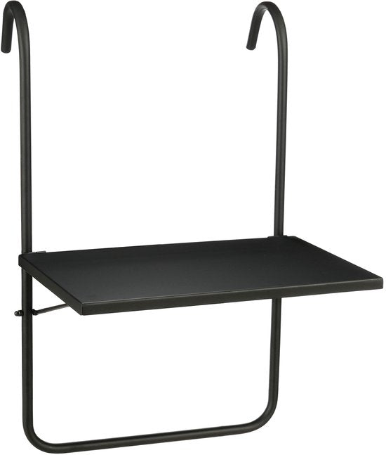Mica Decorations Seattle Hängetisch für den Balkon – kleiner Tisch für den Außenbereich – Ablage für den Balkon – 57,5 x 38 cm – Metall – Schwarz