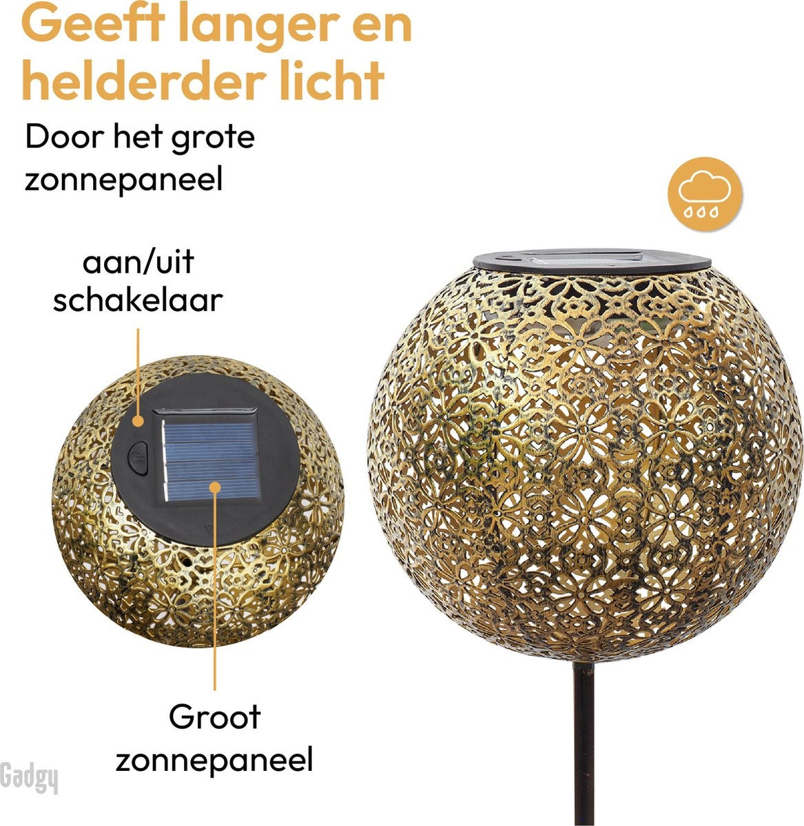 Gadgy Solar Gartenweg mit Erdspieß - Solar Gartenleuchten - 2er Set - 34 hoch - Bronzefarbenes Metall - Solarbetriebene Gartenleuchten - Led Außenbeleuchtung mit Sensor - Gartenfackel - Gartenpfahl - Gartenlaterne
