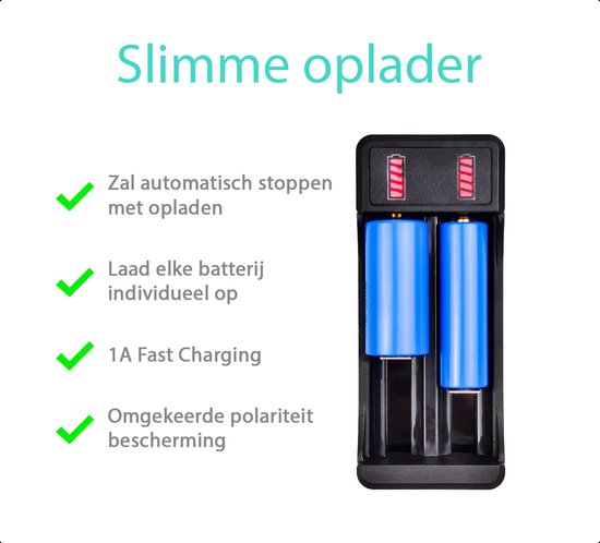Tech Essentials 2 Slots 18650 Akku-Ladegerät - USB-C - Li-ion 3.7V - Lithium