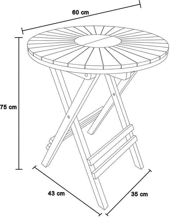 AXI Gia Teak-Gartentisch, rund – 60 x 60 x 75 cm – zusammenklappbar – runder Klapptisch – Gartentisch aus Holz – braun – für 2 Personen – für Garten, Terrasse und Balkon