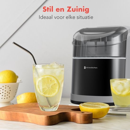 KitchenBrothers Eiswürfelbereiter - 1.6L - 8 min. - 12kg/24h - Selbstreinigungsfunktion - Eiswürfelbereiter mit Eisportionierer - Edelstahl