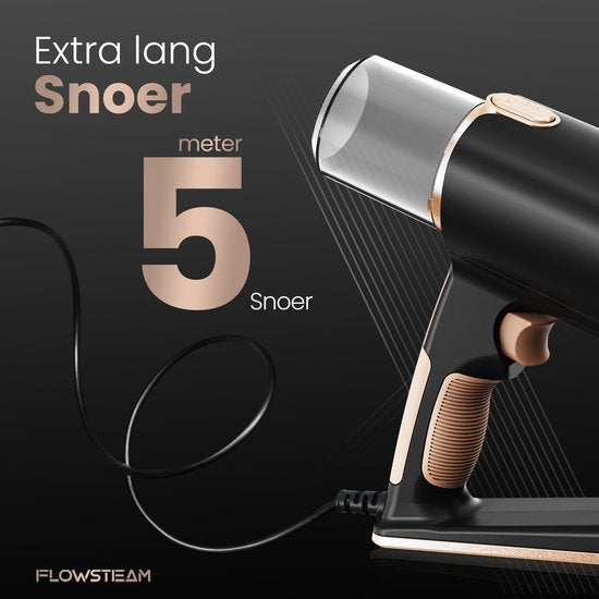 FLOWSTEAM® Deluxe Dampfreiniger - 13 Aufsätze - 120° Dampf - Inklusive 2 Mikrofasertücher - schwarz