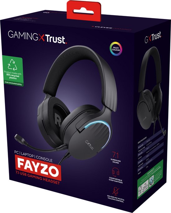 Trust GXT 490 Fayzo - Kabelgebundenes Gaming-Headset - 7.1 Surround Sound - USB - Schwarz