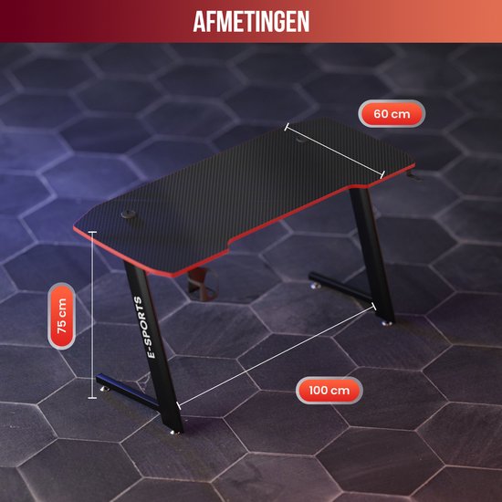 Avalo - Gaming Desk - 100x60x75 CM - Spieltisch - Tisch - Schwarz