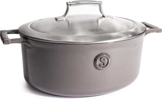 Saveur Selects - Voyage Ovale Kasserolle - Ø30 cm - Gusseisen - PFAS-frei - Induktion - Grau
