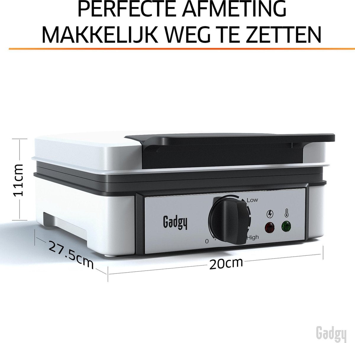 Gadgy Waffeleisen - Waffeleisen für 2 große Brüsseler Waffeln - Antihaftbeschichtung - Temperatur einstellbar - Kontrollleuchte