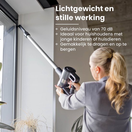 Nexxt Cordless Stick Vacuum Cleaner mit Cyclone Technology - Leichter Staubsauger mit beutelloser Staubabsaugung - HEPA 13 Filter - Komplettset - Schwarz