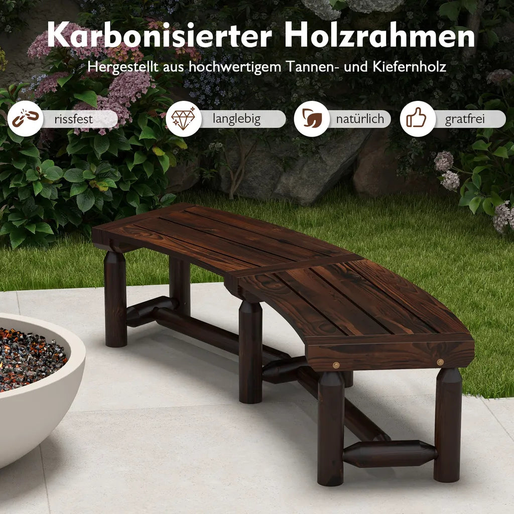 Coast Gartenbank 2-3 Personen - Gebogen - Holz - Wetterfest - Verstärkt - 139 x 36 x 41 cm - Braun