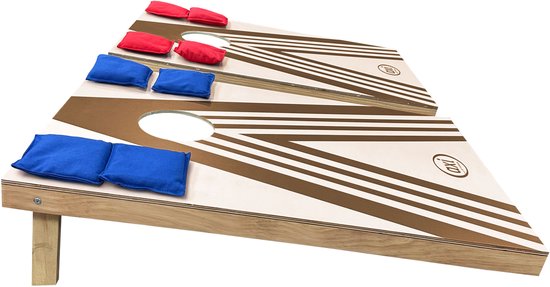 AXI Cornhole-Set Plus mit 2 Brettern (91 x 60 cm) – Kompaktes Beanbag-Wurfspiel für drinnen und draußen – Inklusive 8 Cornhole-Säckchen und Tragetasche – Cornhole-Brett aus Holz mit klappbaren Beinen – Gartenspiel für Kinder und Erwachsene