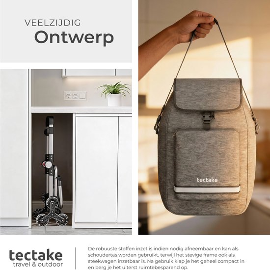 tectake® 3-in-1-Einkaufswagen mit Kühlfach – 4 treppenfähige Räder – zusammenklappbar – 56 l Fassungsvermögen – Einkaufswagen – Einkaufswagen - Auch als Sackkarre und Einkaufstasche verwendbar – Mit Schlüsselanhänger und Einkaufswagenmünze