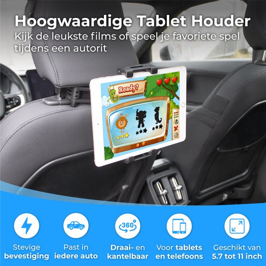 Nuvance - Tablet-Halterung Auto - Neigen & Drehen - Tablet-Halterung - Kopfstützenhalterung - Geeignet für Nintendo Switch & Phone