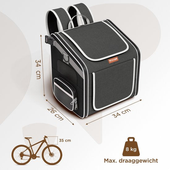 Trevopet® Hundefahrradkorb - 4-in-1 Fahrradkorb Hund, Tragetasche, Rucksack & Autositz - Geeignet für Elektrofahrräder - Für Hunde bis zu 8 kg - Schwarz