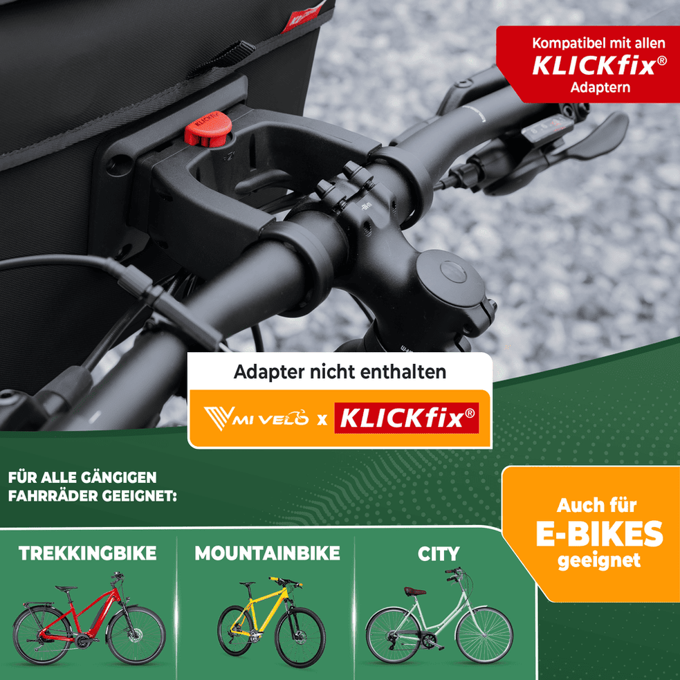 Mivelo Lenkertasche Fahrrad KLICKfix 100% wasserdicht "BOB"