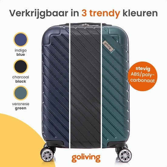 Goliving Handgepäckkoffer - Mit Rollen - Trolley - Leichtgewicht - TSA-Schloss - Gepolsterter Innenraum - 38 Liter - 55 x 35 x 23 cm - Blau