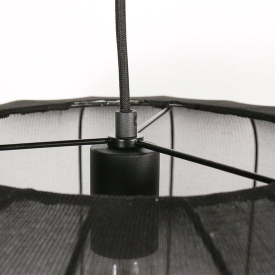 Anne Lighting – Hängeleuchte – Sable – schwarz – Leinen und Metall – Ø 60 cm – E27 – 4193ZW