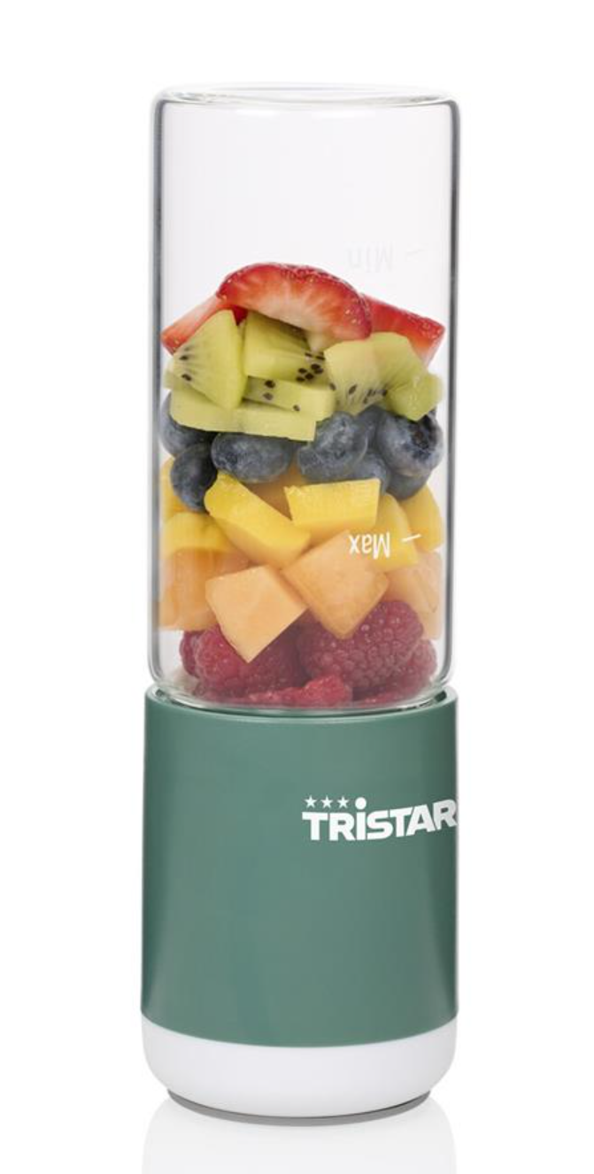 Tristar Mini Blender To Go – Tragbarer Smoothie-Mixer – Über USB aufladbar – 280 ml – Grün